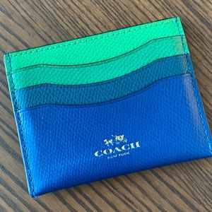 Coach green & blue card holder for at least 4 cards